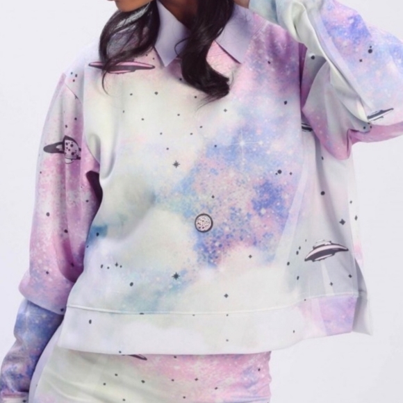 Wildfox Couture Space Cadet pop art TOP & SKIRT set UFO - Picture 3 of 14